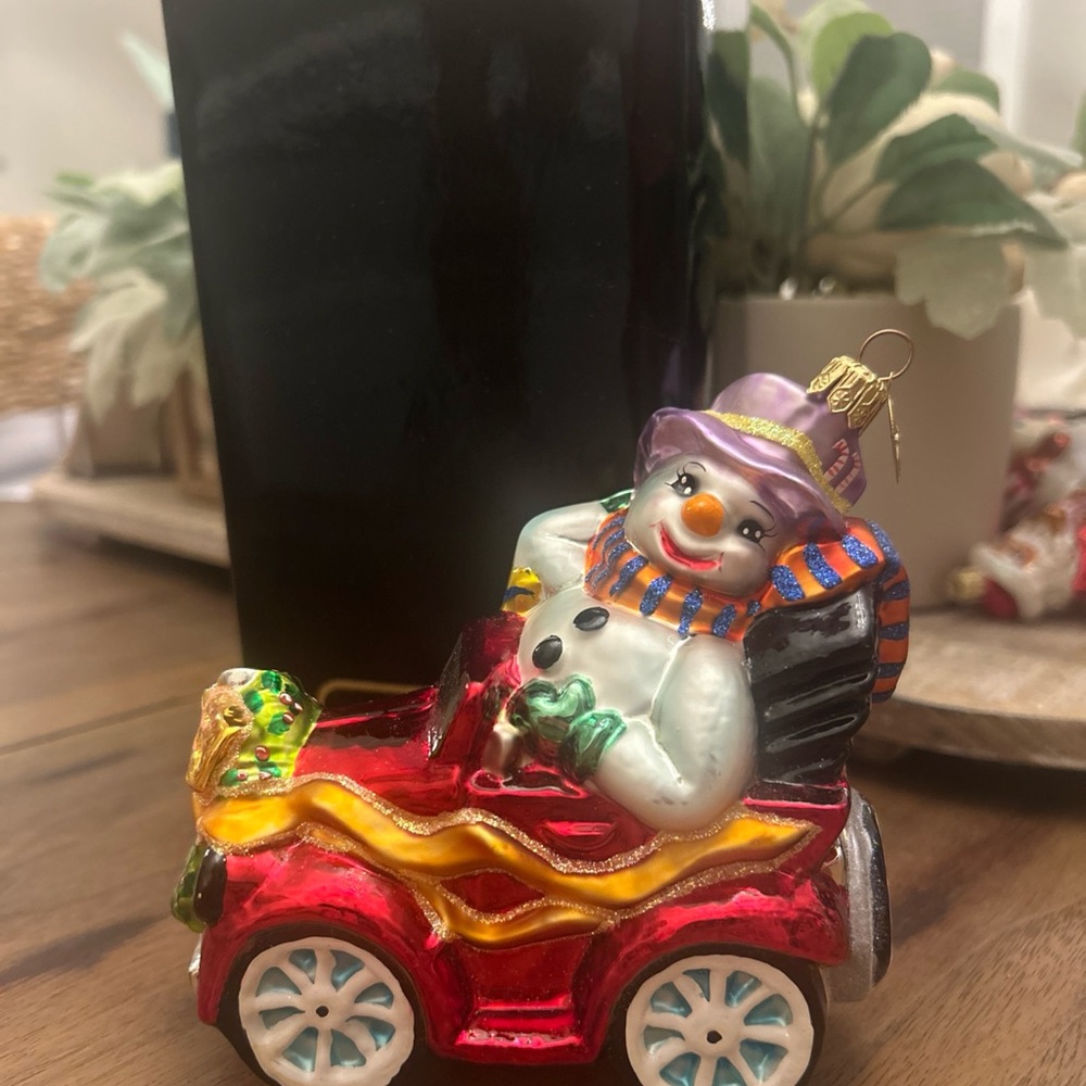 Christopher Radko Red and Purple Snowman Ornament